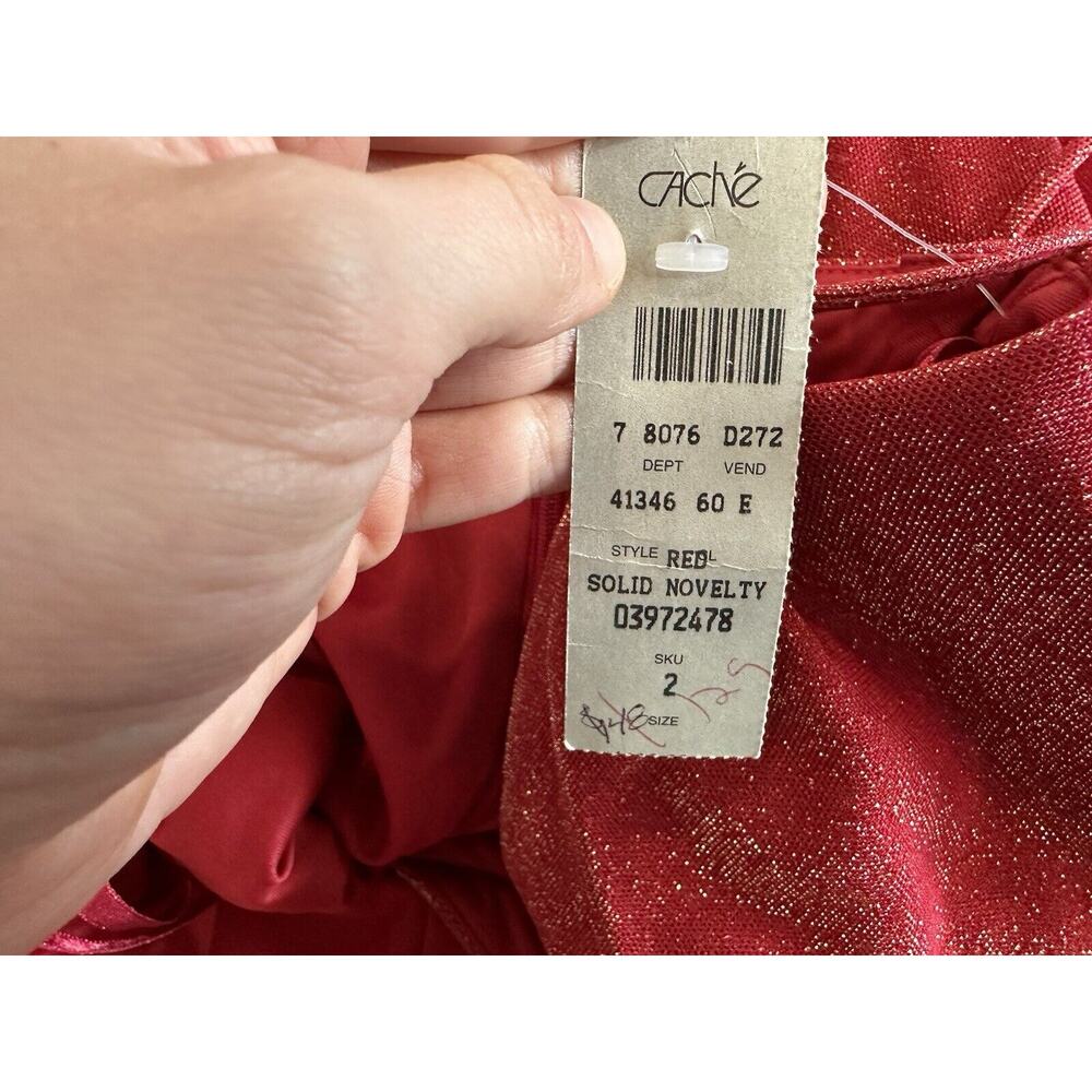 Cache Red Shimmer Sparkle Ruffle Gown Y2k New Siz… - image 6